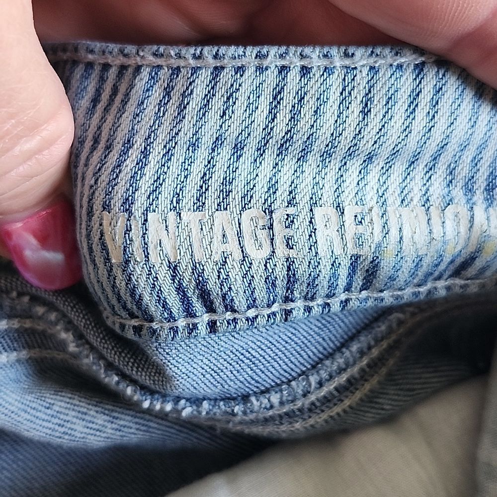 5/$55 Rewash Vintage Reunion Distressed Light Blue Wash. Patchwork Shorts, 13/31 - Picture 8 of 8